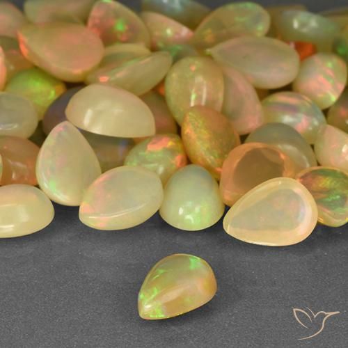 Opale Multicolore naturale da 0.45 ct, Forma a pera, Trasparente