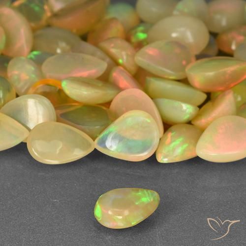 Opale Multicolore naturale da 0.45 ct, Forma a pera, Trasparente