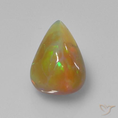 2.74ct Naturale Multicolore Opale, Forma a pera, Traslucido