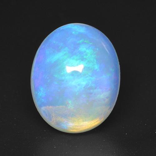 Opale Bianco bluastro naturale da 3.12 ct, Taglio ovale, Trasparente