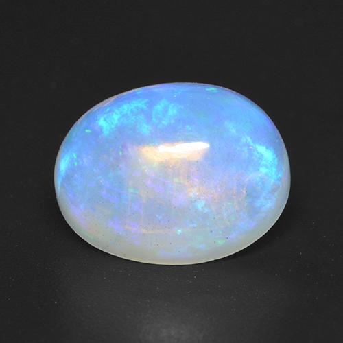 Opale Bianco bluastro naturale da 3.12 ct, Taglio ovale, Trasparente