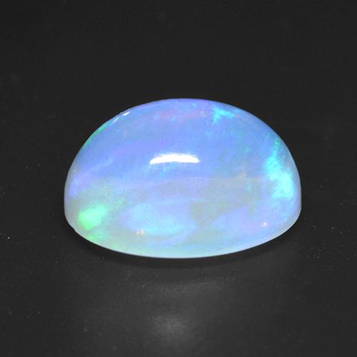 Opale Bianco bluastro naturale da 3.12 ct, Taglio ovale, Trasparente