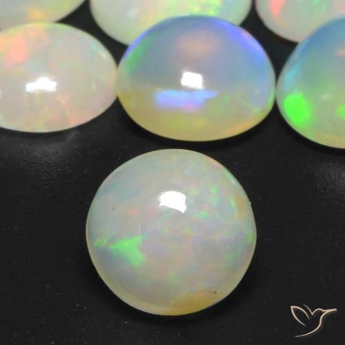 0.71ct Naturale Multicolore Opale, Rotondo, Trasparente