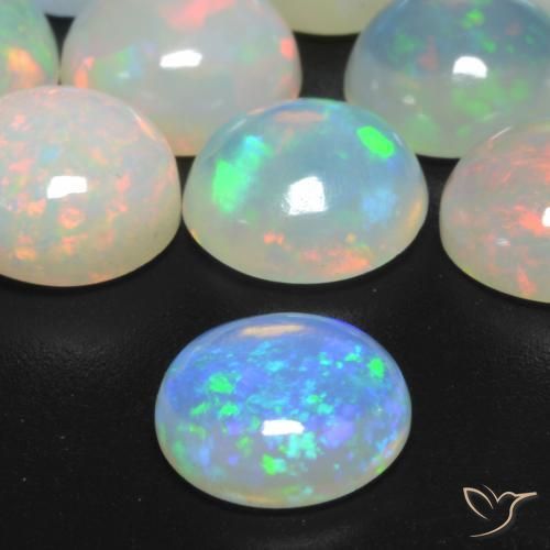 Opale Multicolore naturale da 0.81 ct, Rotondo, Trasparente