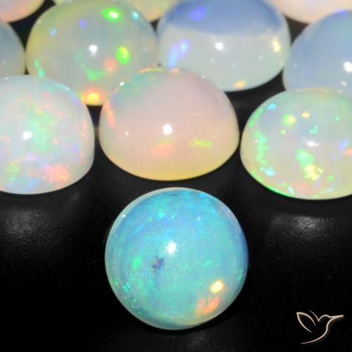 0.87ct Naturale Multicolore Opale, Rotondo, Trasparente
