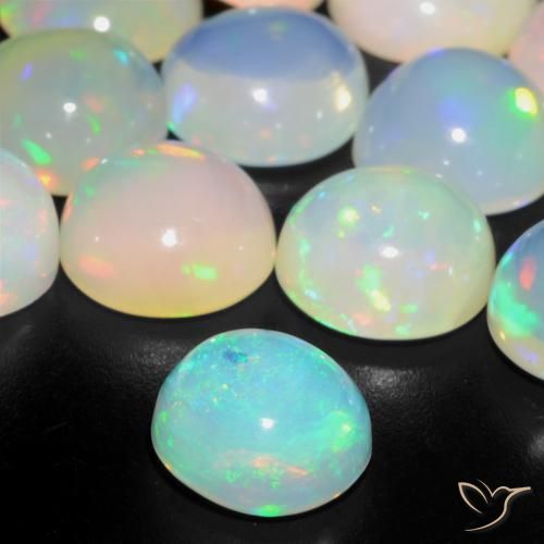 Opale Multicolore naturale da 0.87 ct, Rotondo, Trasparente