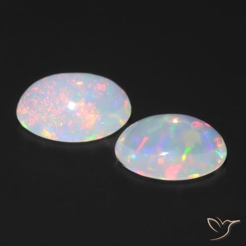 Gemme di Opale Multicolore naturale da 0.82 ct, Ovale, Trasparente