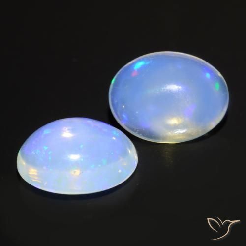 Gemme di Opale Bianco bluastro naturale da 1.46 ct, Ovale, Trasparente