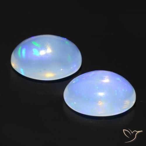 Gemme di Opale Bianco bluastro naturale da 1.46 ct, Ovale, Trasparente