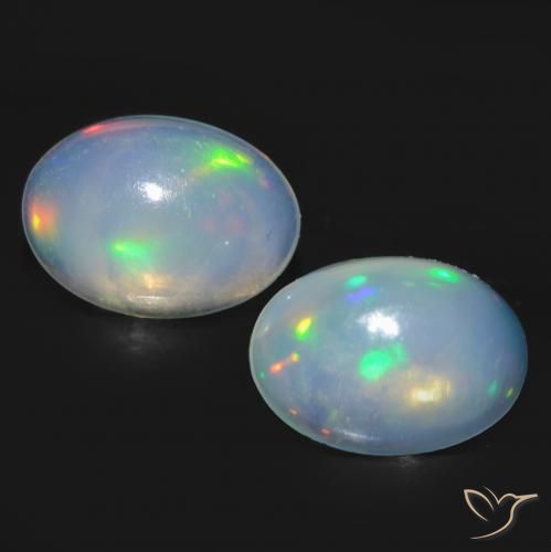 0.89ctw Naturale Bianco bluastro Opale, Ovale, Trasparente