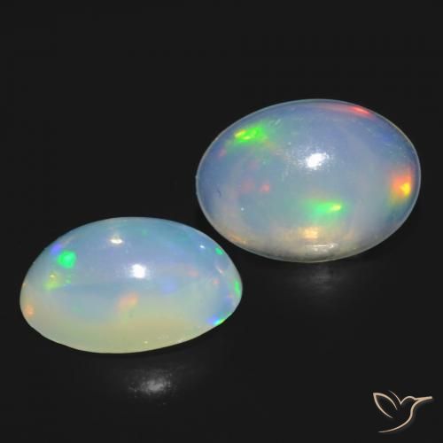 Gemme di Opale Bianco bluastro naturale da 0.89 ct, Ovale, Trasparente