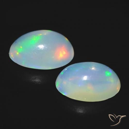 Gemme di Opale Bianco bluastro naturale da 0.89 ct, Ovale, Trasparente