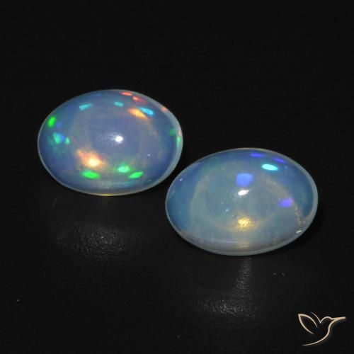 0.89ctw Naturale Bianco bluastro Opale, Ovale, Trasparente, Photo A