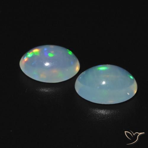 Gemme di Opale Bianco bluastro naturale da 0.89 ct, Ovale, Trasparente