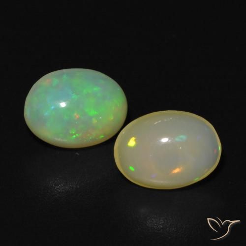 0.99ctw Naturale Multicolore Opale, Ovale, Trasparente