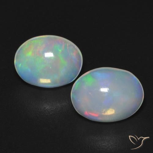 0.95ctw Naturale Multicolore Opale, Ovale, Trasparente