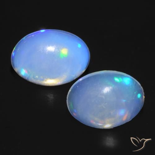 0.85ctw Naturale Bianco bluastro Opale, Ovale, Trasparente
