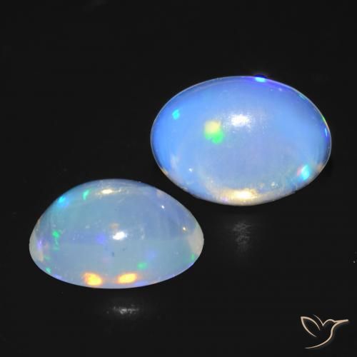 Gemme di Opale Bianco bluastro naturale da 0.85 ct, Ovale, Trasparente