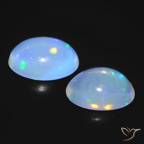 Gemme di Opale Bianco bluastro naturale da 0.85 ct, Ovale, Trasparente