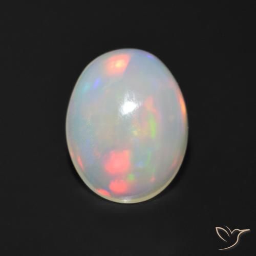 Opale naturale multicolore da 0,95 ct, taglio ovale, trasparente