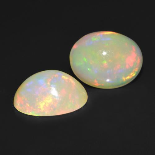 Gemme di opale multicolore naturale da 2,45 ct, taglio ovale, traslucido