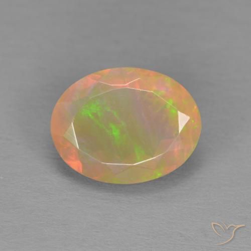 1.24ct Naturale Multicolore Opale, Ovale, Traslucido