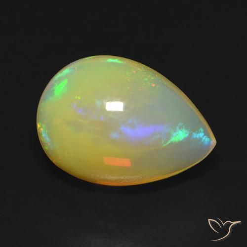 5.00ct Naturale Multicolore Opale, Forma a pera, Trasparente