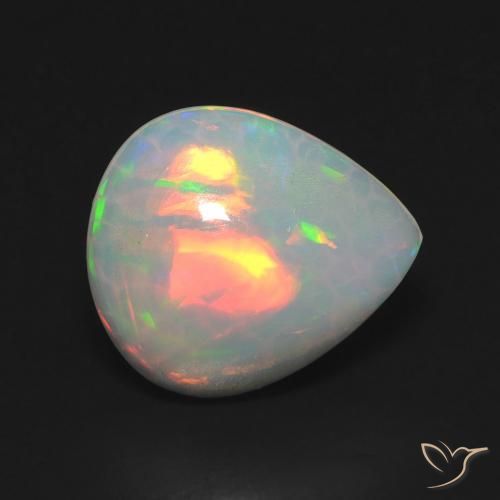 2.47ct Naturale Multicolore Opale, Forma a pera, Trasparente