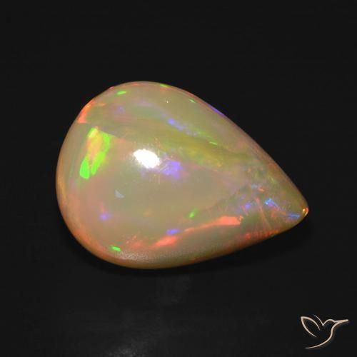 Opale Multicolore naturale da 6.45 ct, Forma a pera, Traslucido