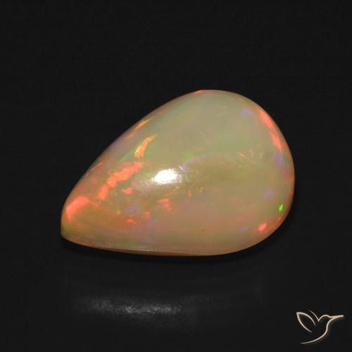 Opale Multicolore naturale da 6.45 ct, Forma a pera, Traslucido
