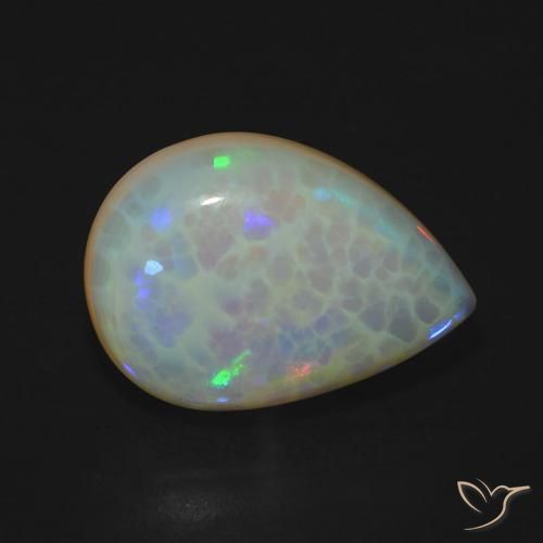 Opale Multicolore naturale da 6.18 ct, Forma a pera, Trasparente