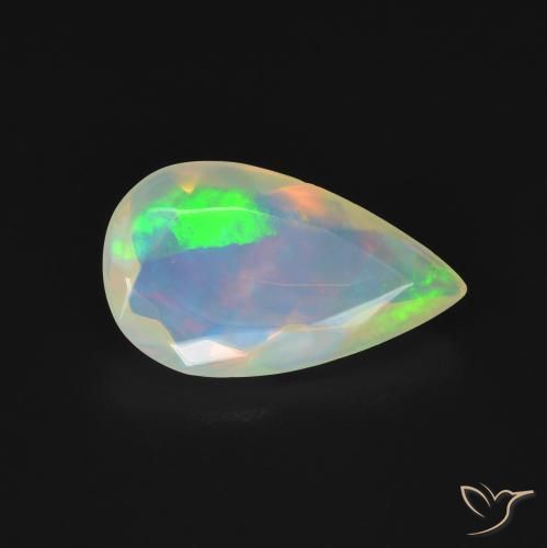 1.11ct Naturale Multicolore Opale, Forma a pera, Trasparente