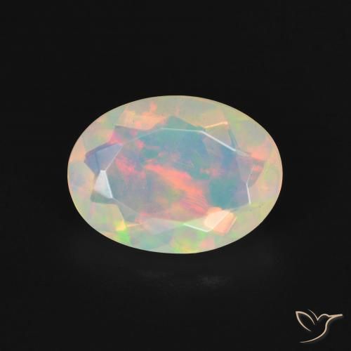 2.10ct Naturale Multicolore Bianco Opale, Ovale, Trasparente