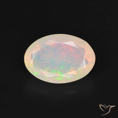 1.90ct Naturale Multicolore Bianco Opale, Ovale, Trasparente