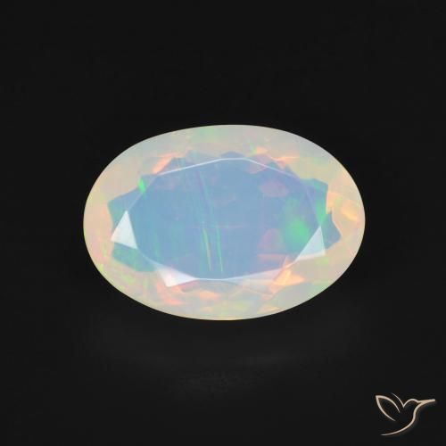 2.81ct Naturale Multicolore Bianco Opale, Ovale, Trasparente