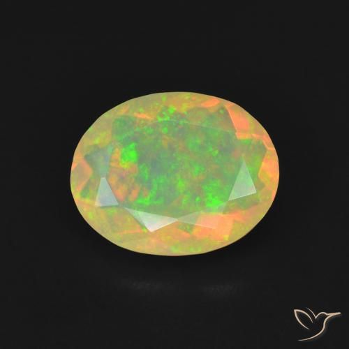 1.18ct Naturale Multicolore Opale, Ovale, Trasparente
