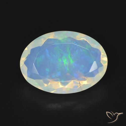 3.26ct Naturale Bianco bluastro Opale, Ovale, Trasparente
