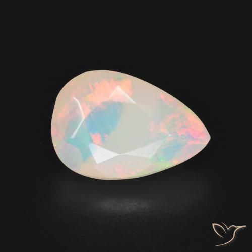 Opale Multicolore Bianco naturale da 2.16 ct, Forma a pera, Trasparente