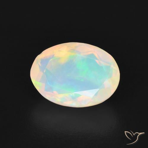 Opale Bianco bluastro naturale da 1.40 ct, Ovale, Trasparente