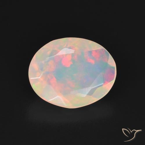 1.32ct Naturale Multicolore Bianco Opale, Ovale, Trasparente