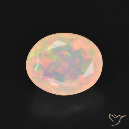 1.54ct Naturale Multicolore Bianco Opale, Ovale, Trasparente