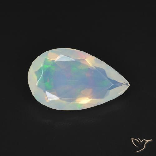 Opale Bianco bluastro naturale da 1.84 ct, Forma a pera, Trasparente