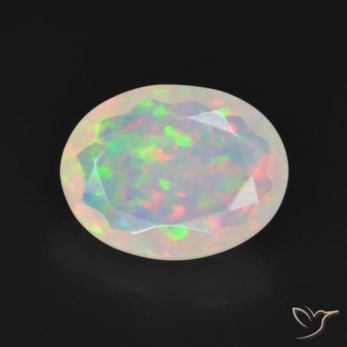 2.96ct Naturale Multicolore Bianco Opale, Ovale, Trasparente
