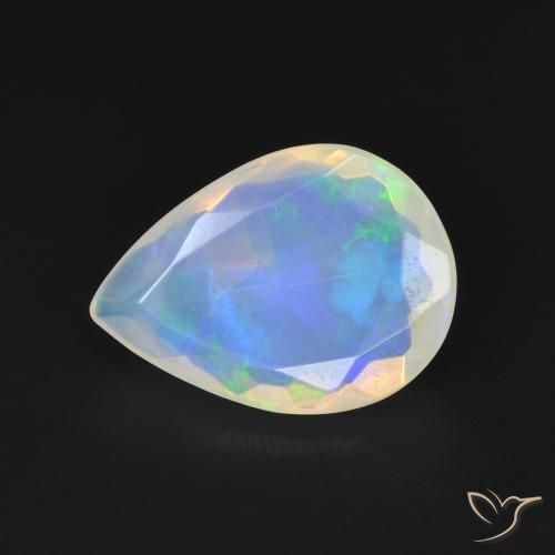1.93ct Naturale Bianco bluastro Opale, Forma a pera, Trasparente