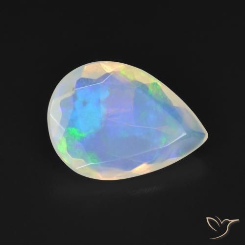 Opale Bianco bluastro naturale da 1.93 ct, Forma a pera, Trasparente