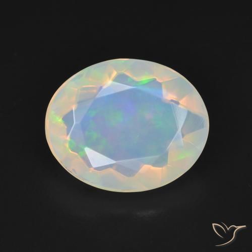 2.42ct Naturale Multicolore Bianco Opale, Ovale, Trasparente