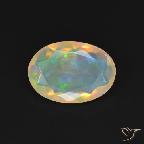 1.70ct Naturale Multicolore Bianco Opale, Ovale, Trasparente