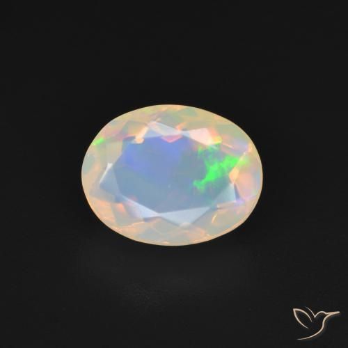 1.75ct Naturale Multicolore Bianco Opale, Ovale, Trasparente