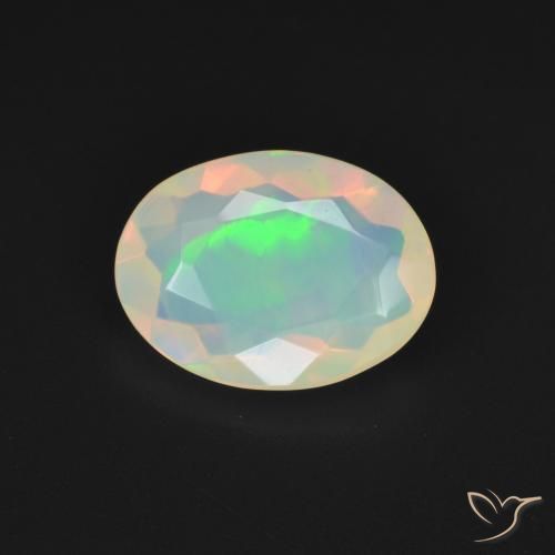 1.69ct Naturale Multicolore Bianco Opale, Ovale, Trasparente