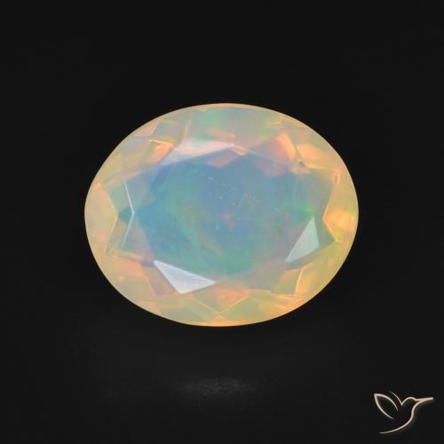 2.18ct Naturale Multicolore Bianco Opale, Ovale, Trasparente